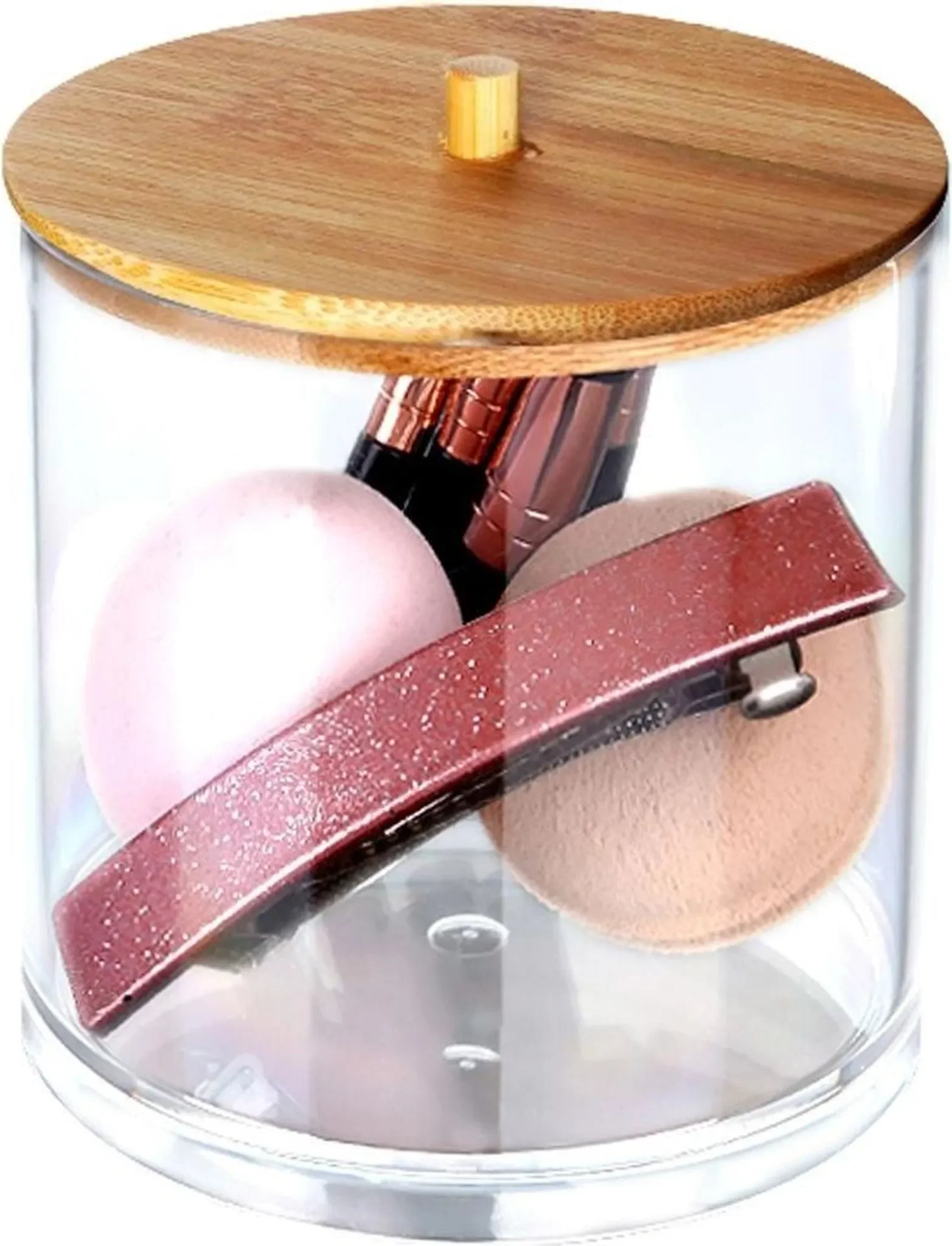 Aufbewahrungsbox für Make-up & Wattepads – mit Bambusdeckel